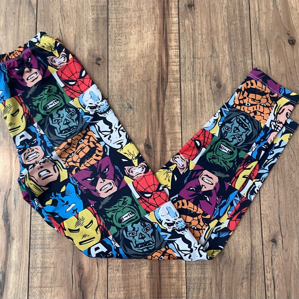 Women’s Marvel Superhero Print Leggings Size S, Spider Man, Iron Man, Hulk
